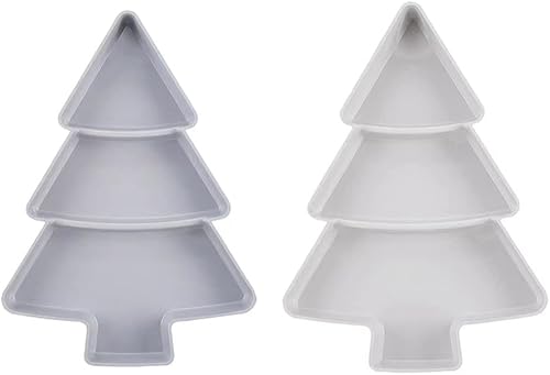 2 platos en forma de árbol de Navidad, bandeja de plástico dividida para servir aperitivos, 3 compartimentos multifunción para servir alimentos para