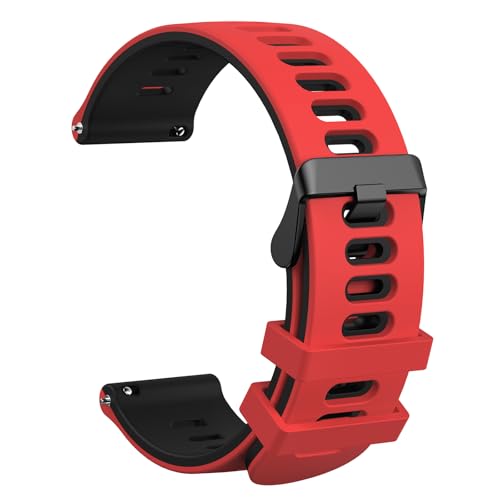 Mugust Correa de Repuesto 20mm 22mm para Reloj Inteligente Smartwatch,liberación Rápida de Silicona Suaves para 20mm 22mm Reloj para Hombre y Mujer(22mm,Rojo Negro)