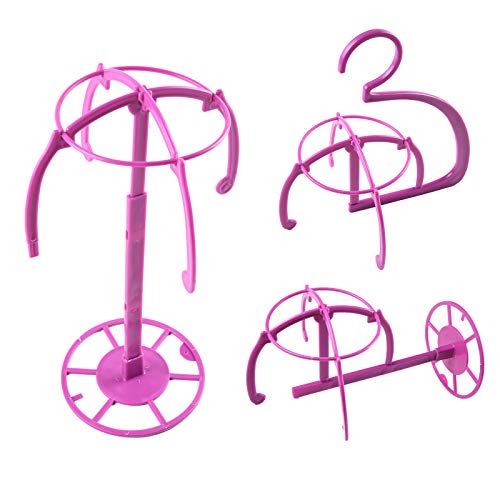 Multifunctional Wig Stand Holder 2Pcs Portable Folding Stable Durable Wig Stand Wig Hanger for Multiple Wigs and Hats Vertical Wig Stand Hanging Wig Hangers Wall-mounted Display Styling Wig Dryer Tool