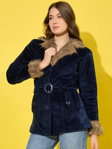 Image of Buynewtrend Velvet Winter Coat Women Jacket With Soft Fur