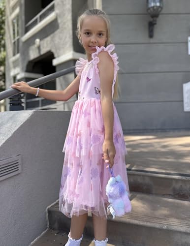 Arshiner Toddler Girls Tutu Sundress Ruffle Sleeve Double Fluffy Tiered Tulle Summer Dresses for Kids 2-8Y4