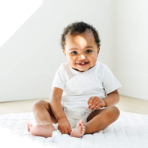 Baby Side Snap Bodysuit Set, Short Sleeve Cotton Boy Girl Kimono Onesie, 4 Pack, White - Short Sleeve, 3-6 Months #TOP4