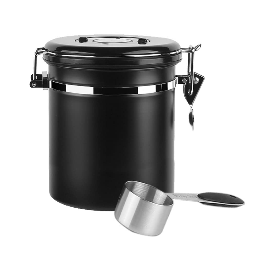 LEIYAN Luftdichter Kaffeebohnen-Behälter, luftdichter Kaffeebehälter mit Schaufel, Edelstahl-Geschmackssparender Halter für Teegläser mit Datumstracker, Küchen-Lebensmittel-Aufbewahrungsbehälter