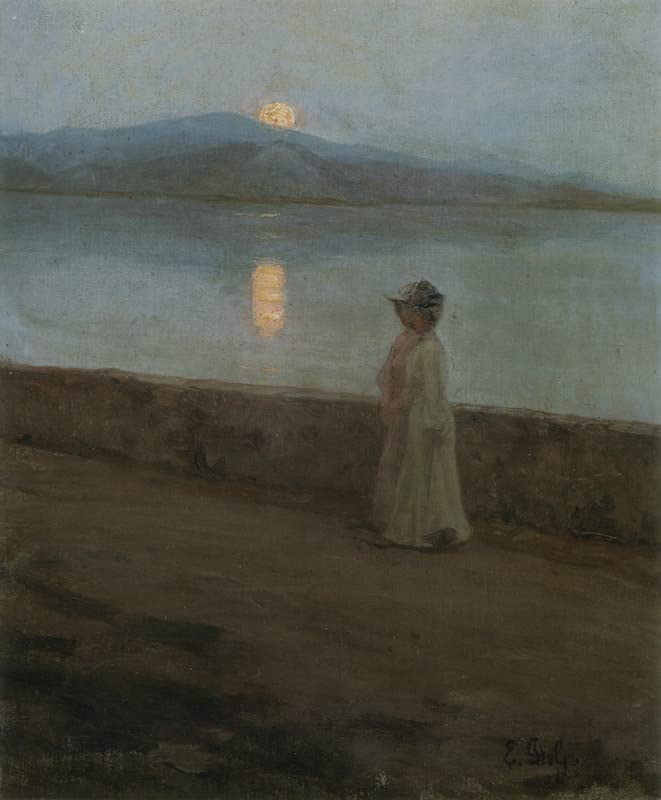 Tableau Toile Clair de lune sur le lac par Elin Kleopatra Danielson 60x90cm