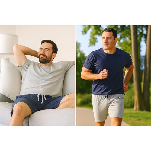 سروال داخلي منسوج من مزيج قطن جيرسي للرجال من قطعتين من هانس، طول الدرزة الداخلية 19 سم، مقاس M