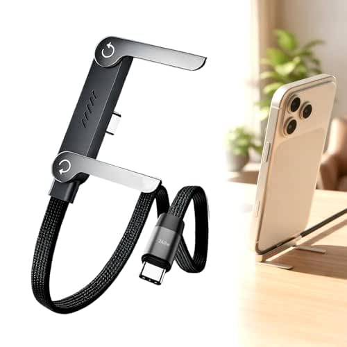240W Braided Fast Charge Cable with Built-in Phone Stand, 2026