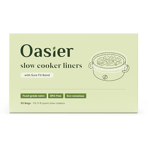 Oasier Slow Cooker Liners with Sure Fit Band, 30 Count, Disposable Oval Large Pot Liners for 3-8 Quart Crock Cookers, Leakproof & Secure Fit Cooking Bags, Easy Cleanup by Oasier - Used condition - US$13.69