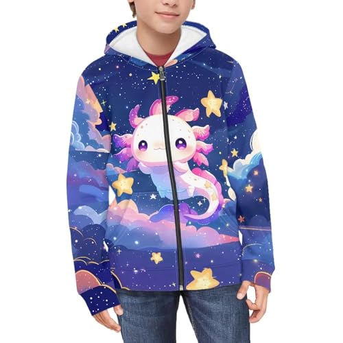 Image of Unisex Zipper Sweatshirt Boys Girls Hooded with 2 Pocket Pullover Hoodies for 6-16Y Kids