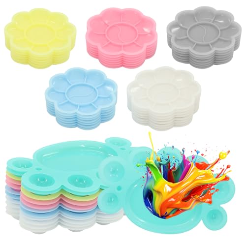 48 pcs Plastic Paint Tray Palettes, Paint Palette, Paints Trays for Kids, Watercolor Palette for Painting Party, DIY Craft and Art Painting
