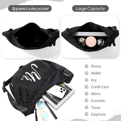 2 Pcs Wedding Gift Mr Mrs Crescent Bag Mr Mrs Travel Sling Crossbody Bag with Adjustable Strap for Bride Groom Couple Bridal Shower Engagement Bachelorette Party Honeymoon Gifts, Black White3
