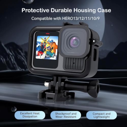 Image of Action Pro Protective Housing Case Compatible with GoPro Hero 13 Black, Plastic Protective Vlog Cage with 1 /4 inch Thread & Cold Shoe Mount, Quick Access for Tripod, Mic & LED Light