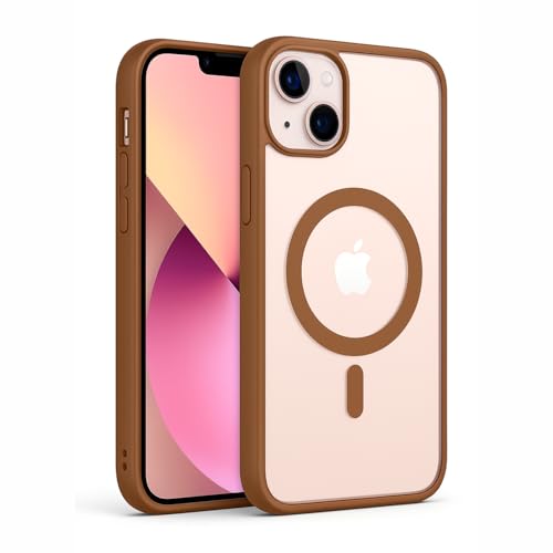 Image of AIBEX Clear Mag-Saf Case for iPhone 13 Pro | Strong Magnetic Lock, Anti-Yellowing Transparent Back, Military-Grade Drop Protection, Slim Lightweight Cover with Camera Guard - Brown
