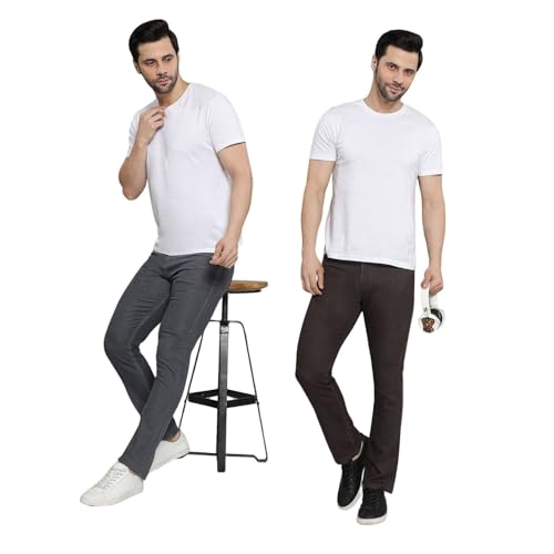 Image of DAIS Men's Stretchable Slim Fit Mid Rise Jeans, Pack of 2, (Combo of 2 Jeans)