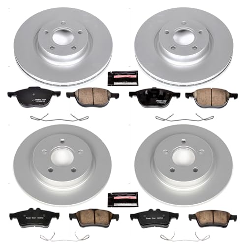 Image of PowerStop Front and Rear Brake Kit for Volvo C30 2008-13 |C70 2006-13 |S40 2006-11 |V50 2006-11 - Fully-Coated Disc Rotors with Z23 Carbon-Fiber Ceramic Brake Pads Upgrade, CRK4051