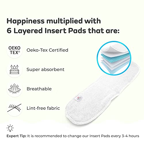 Image of Mylo Leak Proof Baby Cloth Diaper Combo (2 Diaper & 2 Inserts) for 3 Months to 3 Years Babies | Oeko Tex Certified Washable & Reusable Baby Cloth Diaper | Free Size - Cherry Blossom and Celebration