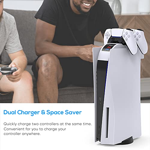 Image of Controller Charging Station for PS5, YUANHOT Dual Purpose Fast Controller Charger Dock Accessories Compatible with PlayStation 5, Replacement for DualSense Charging Station - White