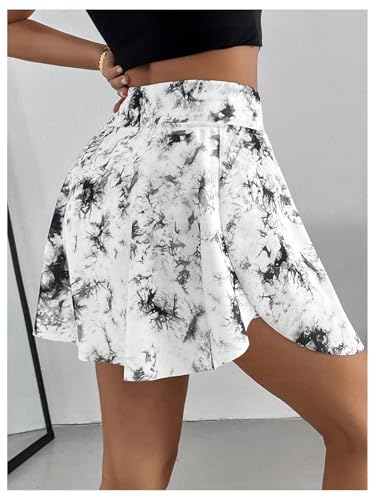 SweatyRocks Women's Tie Dye Tennis Skirt High Wasited Yoga Running Skort Athletic Skirts with Pocket2