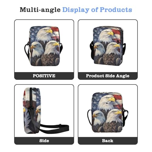 Crossbody Bag American Flag Eagle 4th Of July Independence Day Messenger Bag for Women Men Purse Shoulder Bag Satchel Bag with Adjustable Strap 202a70434