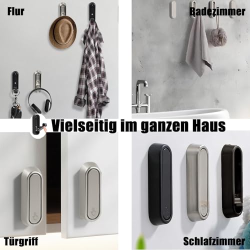 Giggleye Klappbare Wandhaken Schwarz 90° aus Zinklegierung – Platzsparende Garderobenhaken zur Wandmontage, robust für Bad, Flur, Küche, Jacken, Handtücher & Taschen – 4er-Pack