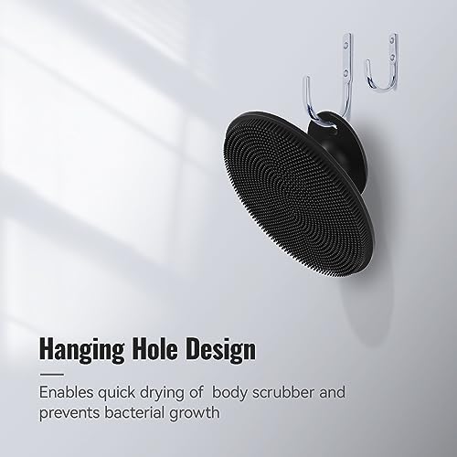 Ithyes Silicone Body Scrubber Exfoliating Body Brush for Men Women Lathers Well Easy to Clean More Hygienic Than Loofah Shower Scrubber Face Scrubber for Sensitive Skin 1 Pack (Black)