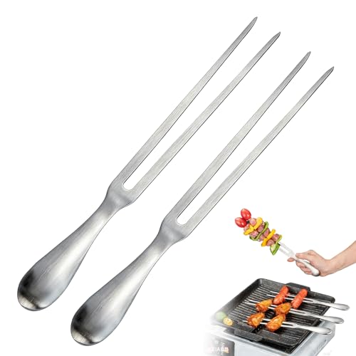 Premium Stainless Steel Carving Fork Set - 2 Heavy Duty Meat Forks with Ergonomic Handles for BBQ, Roasting, and Carving, Dishwasher Safe