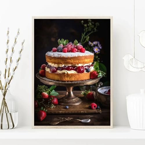 Poster gâteau au chocolat et fruits sans cadre pour salon