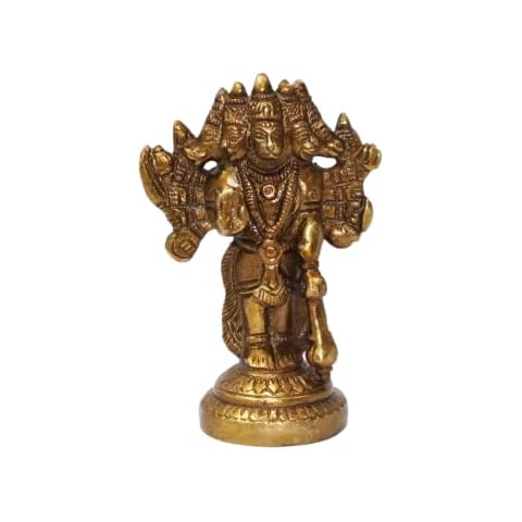 LAKSHMI'S EAGLE Brass Hanuman Idol Statue Hand Carved Ornaments Indian God Sculpture Temple Car Decoration Showpiece For Desk, Office Décor Pooja Stuff Cover