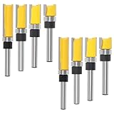 UMLIFE 8 PCS Pattern Flush Trim Router Bit Set 1/4 Inch Shank, Straight Cut Router Bit with a Bearing Prevent Tear-Out, for Template Guide Woodworking Milling Cutter Tool