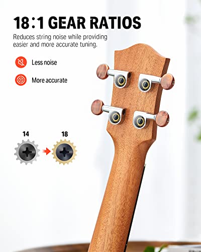 donner concert ukulele beginner mahogany 23 inch ukelele kit with free online lesson gig bag strap nylon string tuner picks cloth duc-1 gift choice