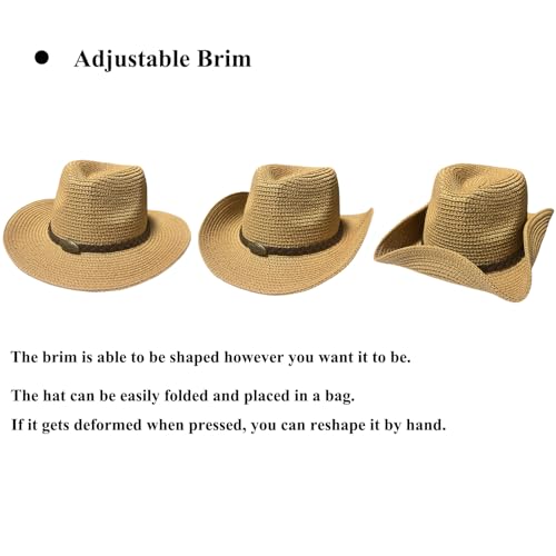 Straw Cowboy Hat for Kids Age 3-5 Cowgirl Hat for Girl Sun Hat for Toddler Summer Western Hat for Boy4