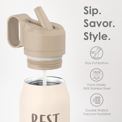 Image of Best Mom Ever Water Bottle with Twist Lid Insulated Stainless Steel 20oz, Travel Water Bottles for Sports & Gym, Mom Gifts for Mothers Day Birthday Christmas