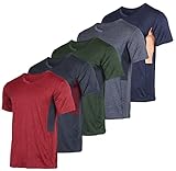 5 Pack:Men's Athletic V Neck T-Shirt Quick Dry Fit Dri-Fit Short Sleeve Active Wear Training...