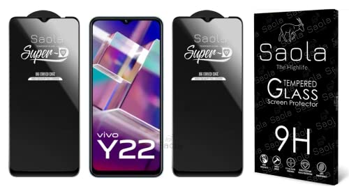 Image of Saola Hd+ Oleophobic Tempered Glass Screen Protector For Vivo Y22 Smartphone(Pack Of 2) With Free Installation Kit. Full Screen Coverage - 6.55 Inch
