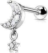 Jewseen G23 Titanium Horseshoe Earrings 16 g Star Septum Ring Tragus Cartilage Helix Piercing Jewellery for Men and Women Titanium Jewseen G23 Titanium Horseshoe Earrings 16 g Star Septum Ring Tragus Cartilage Helix Piercing Jewellery for Men and Women Titanium