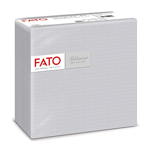 Fato - Serviettes en papier, airlaid, effet textile, paquet de 50 serviettes, format 40x40 pliées en 4, Décor Shade Silver