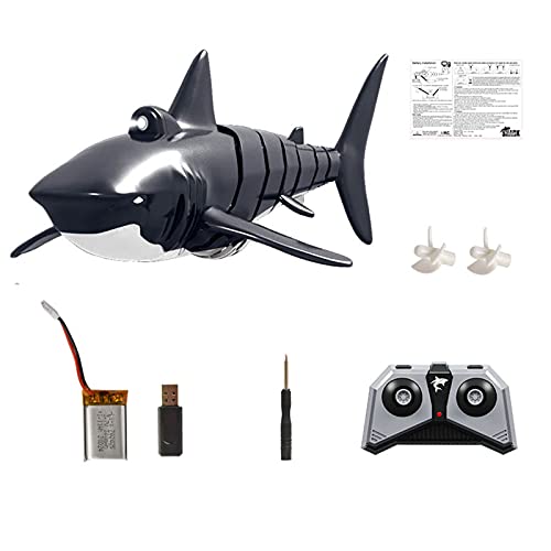 Remote Control Black Shark Head Shark with LED Light , Remote Control Shark Toy 1:18 High Shark Toy for Swimming Pool Bathroom It can Move only in Water