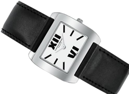 Christian Bernard WA2591BD Women's Quartz Analog Watch, Black Leather Strap, Silver/Black