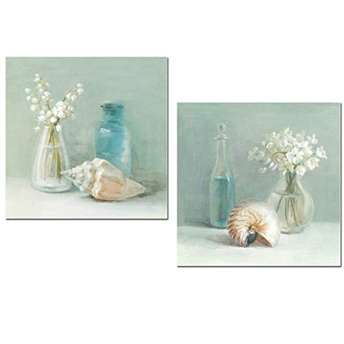 Cuadros para el baño WC Conchas y flores 24cmx24cmx7mm impermeable,an