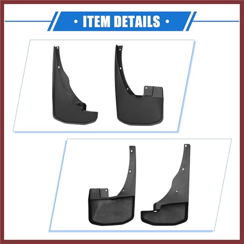 Image of Mud Flaps Kit Compatible for Nissan Frontier 2005-2023, Quality Plastic Black Front and Rear Splash Guards Replace Parts