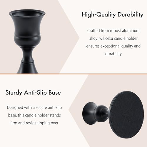 Willceka Black Taper Candle Holder, Candlestick Holders, Vintage Metal for Table Centerpieces Wedding Decor (Matte Black, 6 Pcs) by Willceka - Image 6