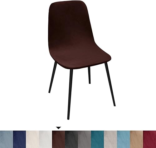 Miniatura 8 de Paquete de 2 fundas de terciopelo para sillas de comedor, lavables, extraíbles, de mediados de siglo, modernas, curvas, sin brazos, para decoración