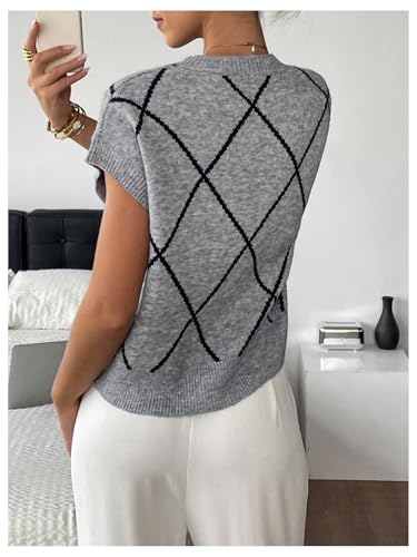 Image of SOLY HUX Women's Short Sleeve Sweater 3D Floral Sweaters Pullover Tank Tops Knit Vest Trendy Fashion Clothing