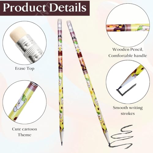 Image of PLUSPOINT 24 Pcs Pencils Cute Cartoon for Kids Triangular Ultra Dark Smooth Writing and Break resistant Cartoon Themed with Eraser | School Supplies for kids | Birthday Gift Pencils Set
