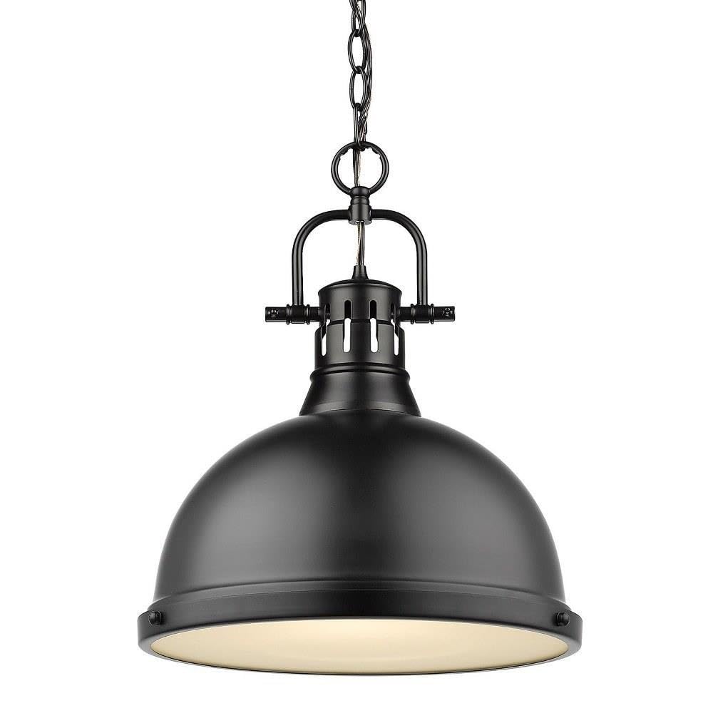Golden Lighting 3602-L BLK Duncan Pendant, Matte Black with Matte Black Shade