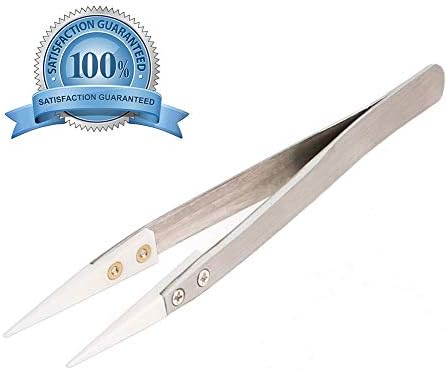 Precision Ceramic Tweezers-Non-Conductive,Anticorrosion,Antimagneticand Heat Resistant to High Temperatures up to 3000F for Pinching Coils While Firing- American quality