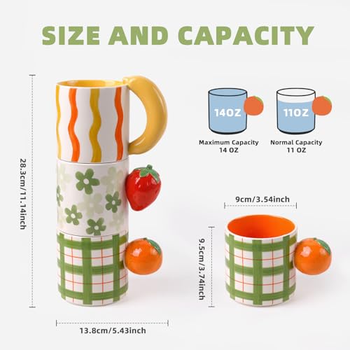Set de 3 tazas de cerámica con diseño frutal miniatura 2