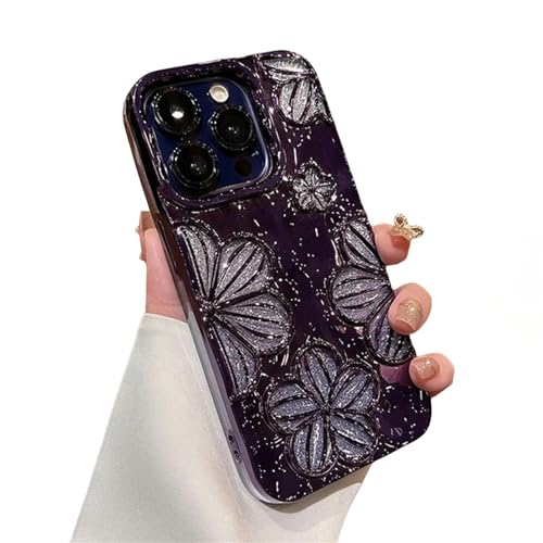 Coque antichoc iPhone 15 14 13 12 étui téléphone fleurs violet