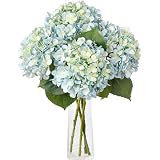 Leftover 4 Pcs Light Blue Hydrangea Artificial Flowers,21' Real Touch Faux Hydrangea Flowers and 3 PCS Butterflies for Hydrangea Decor,Floral Arrangements for Centerpiece Table Decorations,Home Decor
