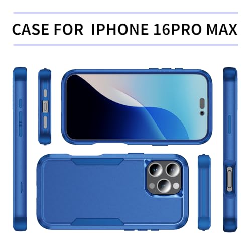 Image of Cubix Full Body Armor Cover for iPhone 16 Pro Max Pouch Hard PC + Soft TPU 3-Layer Military Grade Back Case (Navy)