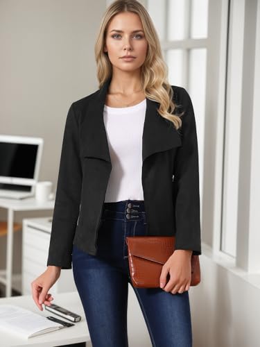 Seta T Women's Faux Suede Jackets 2025 Fall Winter Clothes Long Sleeve Open Front Cropped Coat Outwear2